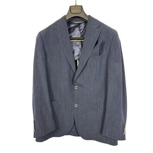 Jack Victor Wynn SPJ Navy Blue Striped Wool Silk Linen Sport Coat Blazer‎ 40R